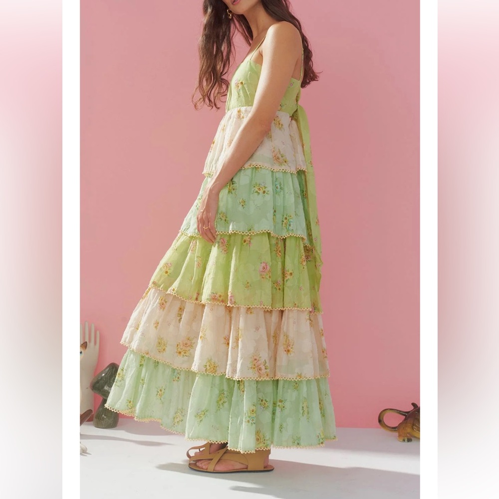 Alemais - Clementine Tiered Dress Multi Pastel Floral - size AUS 12 or US 8 - Picture 2 of 16